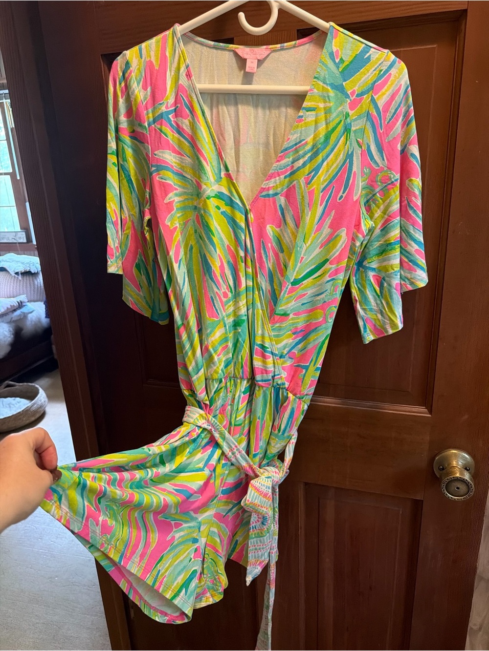 Lilly Pulitzer Pink Tropical Print Kids One-Piece Romper